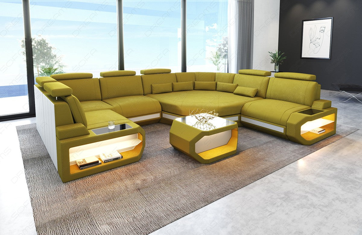Mikrofaser Sofa Wohnlandschaft Asti U Mini in ockergelb - SunVelvet1025
