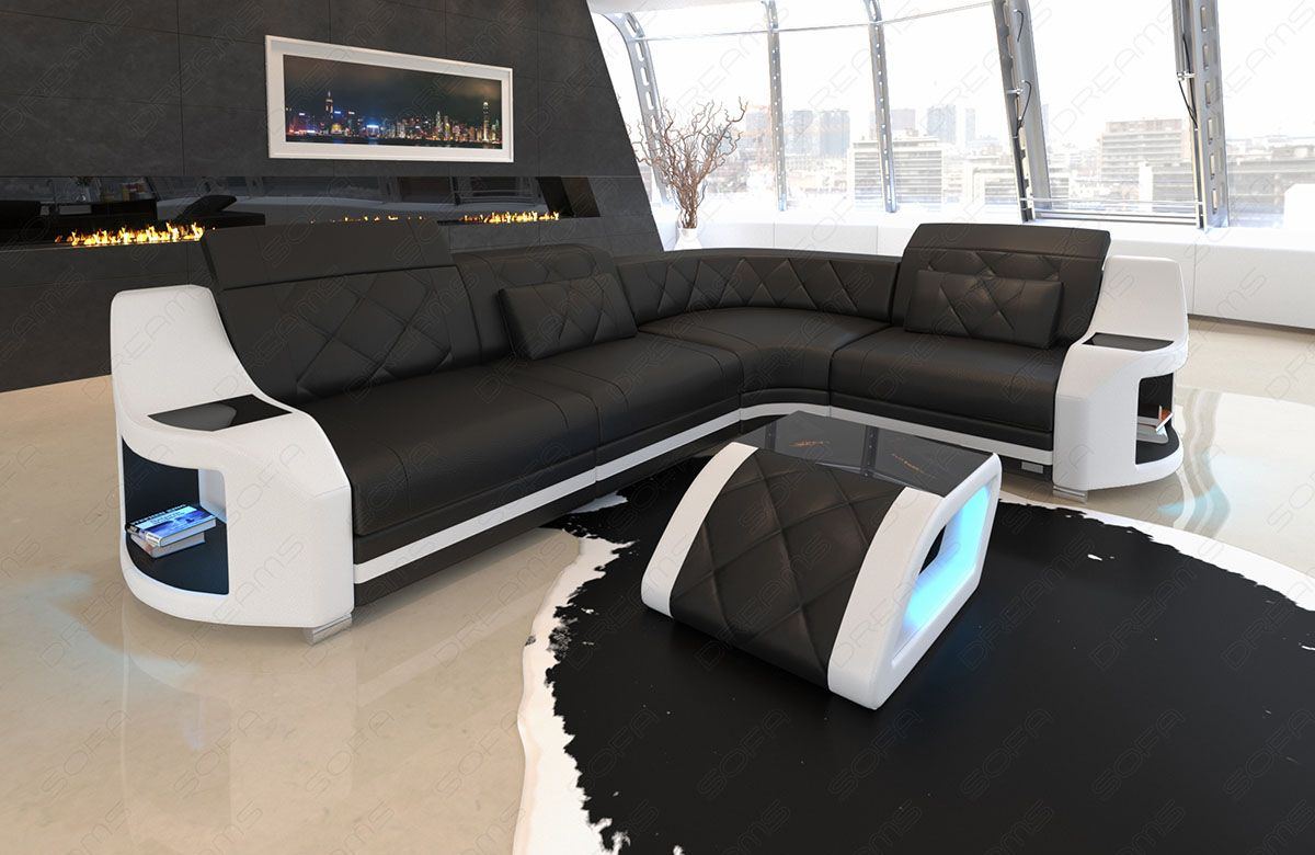 elegantes Design Sofa Genua in schwarz - weiss
