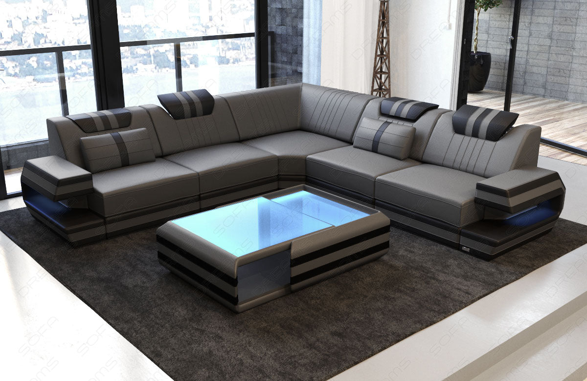 Modernes L Form Eck Sofa Ragusa in grau-schwarz