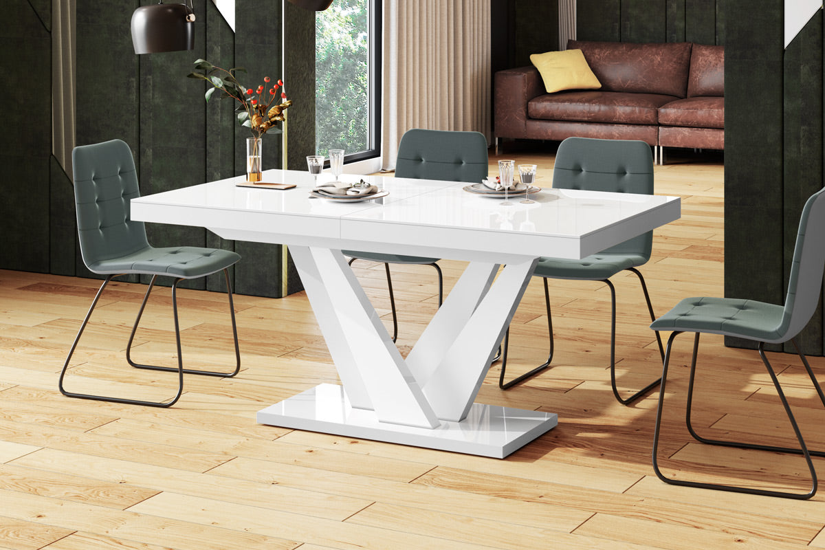 Design Esstisch Vegas in der Hochglanzfarbe weiß