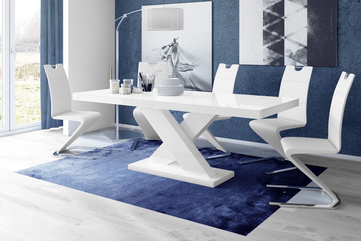 Design Holz Tisch Linares in weiss hochglanz