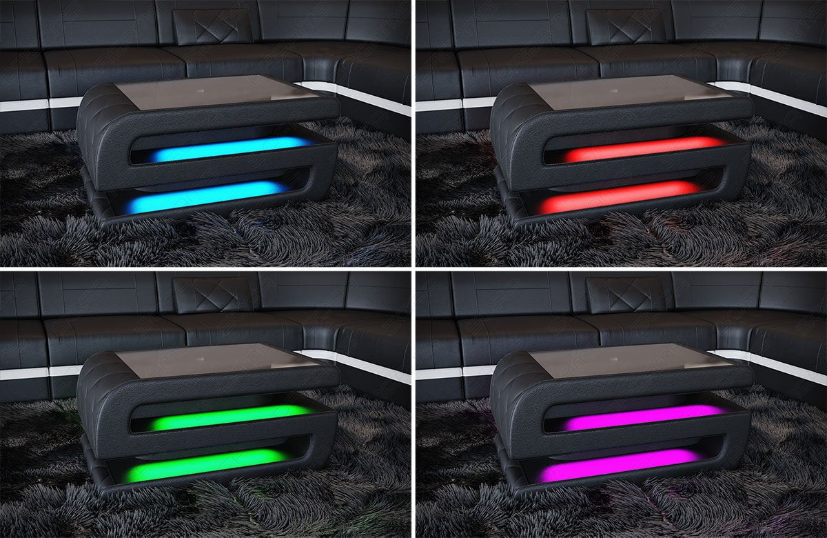 Die RGB LED Beleuchtung für den Tisch ist optional erhältlich