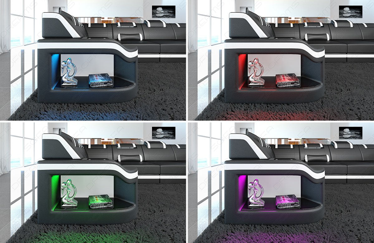Detailbild der LED-Beleuchtung beim Sofa Padua