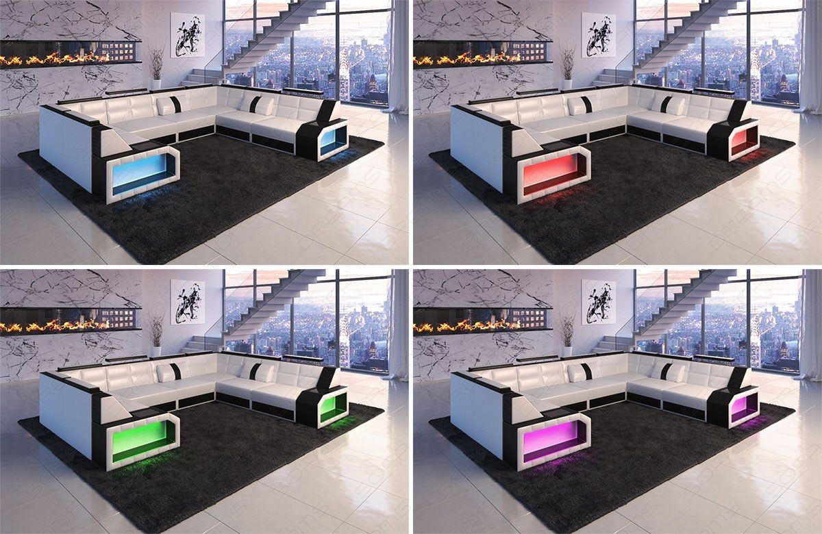 Detailbild der LED-Beleuchtung beim Sofa Pesaro