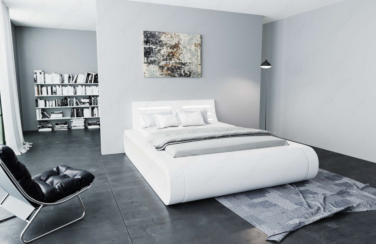 Design Boxspringbett Sorano mit LED in weiß
