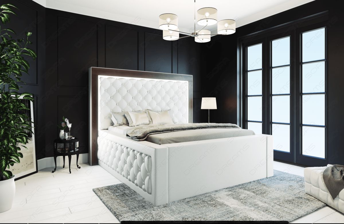 Design Kunstleder Boxspringbett Varese komplett in weiß