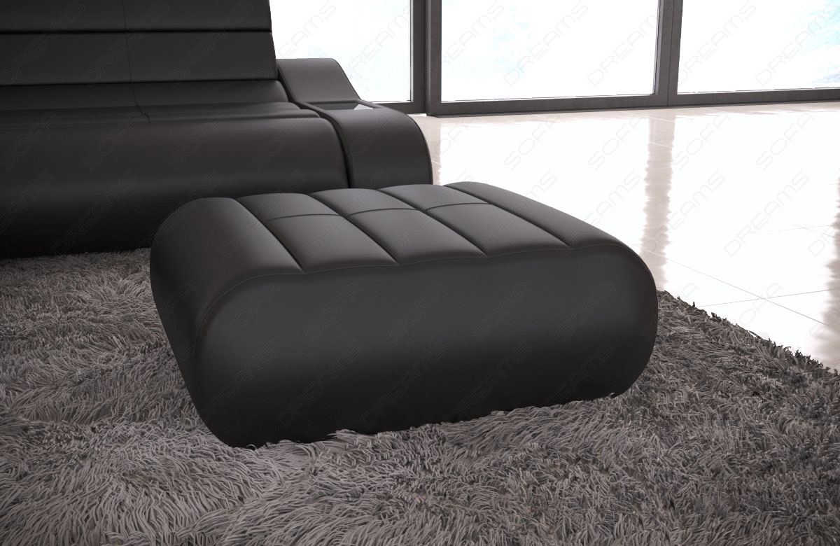 Leder Hocker für Sofa Concept - Breite: 111cm x Höhe: 40cm x Tiefe: 95cm