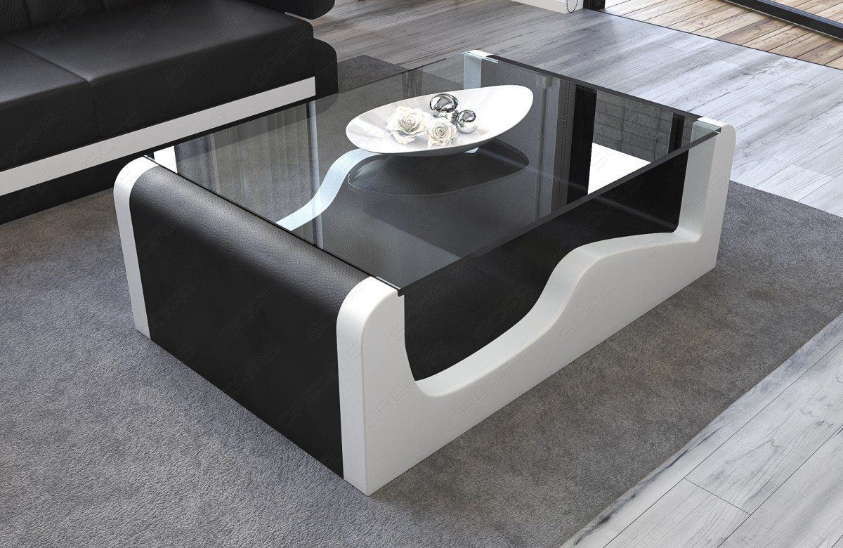 Leder Couchtisch Wave in der Farbe schwarz