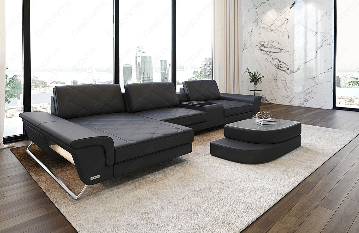 Luxus Ecksofa Bari L Form in grau-schwarz