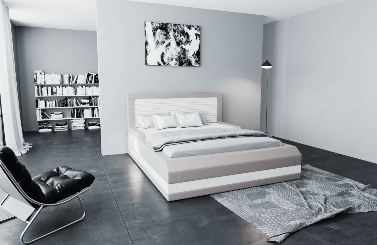 Komplettbett Treviso mit 7-Zonen Matratze und Lattenrost in grau-weiß