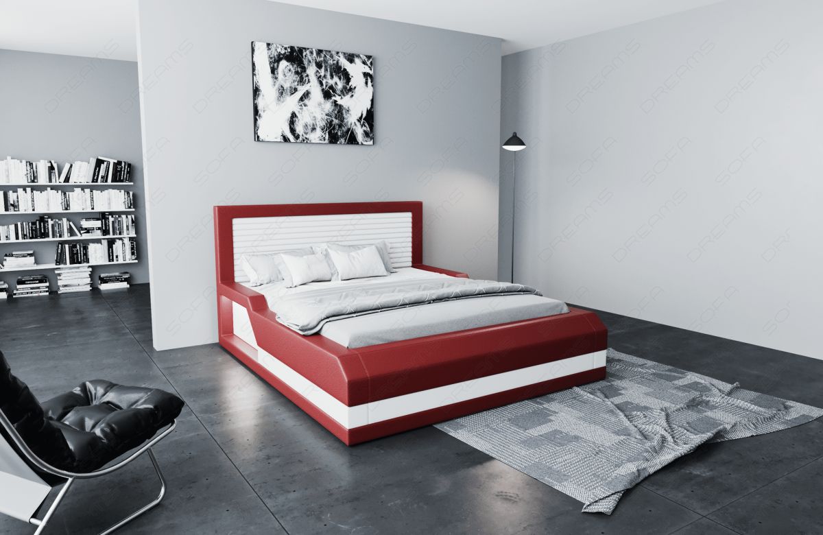Komplettbett Treviso mit 7-Zonen Matratze und Lattenrost in rot-weiß