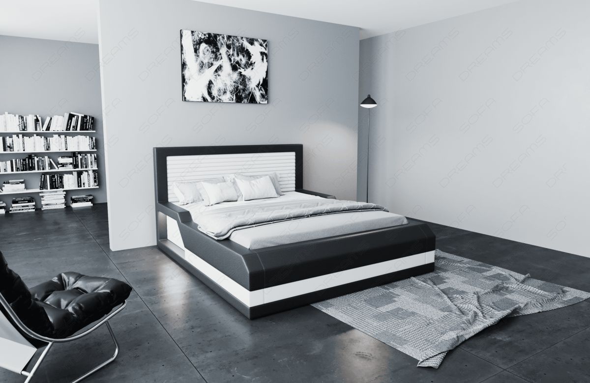 Komplettbett Treviso mit 7-Zonen Matratze und Lattenrost in schwarz-weiß