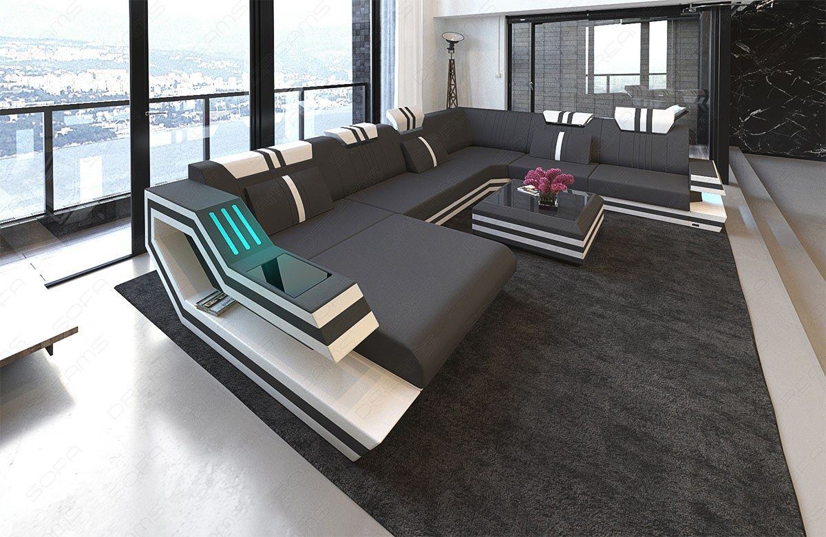 Design Wohnlandschaft Ravenna XXL in dunkelgrau - Mineva8 Mikrofaser Stoff