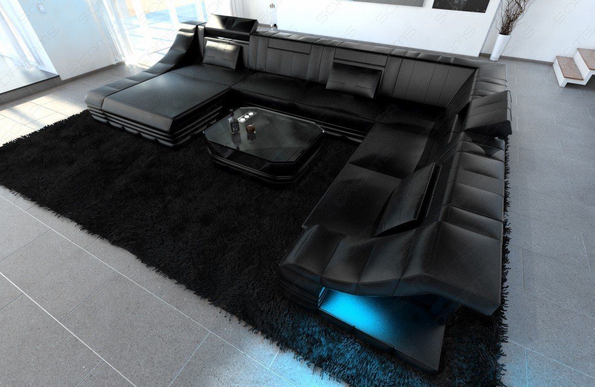 Turino XXL Couchgarnitur schwarz