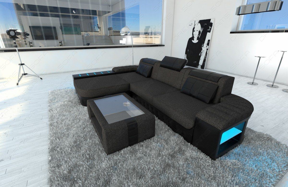 Polstersofa Bellagio in L Form in Strukturstoff dunkelgrau - Hugo13