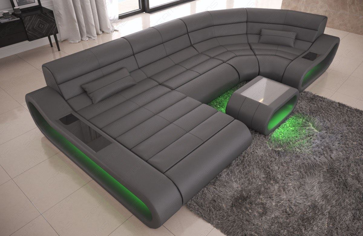 Sofa Concept U Form Leder in grau