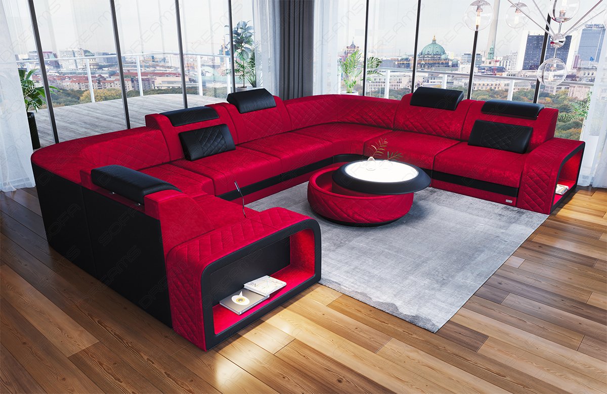 Polster Wohnlandschaft Foggia U Form in rot - SunVelvet1010