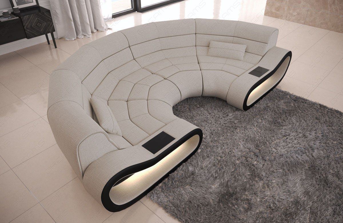 Stoffsofa Concept mit LED-Beleuchtung in elfenbein - Hugo1 Strukturstoff