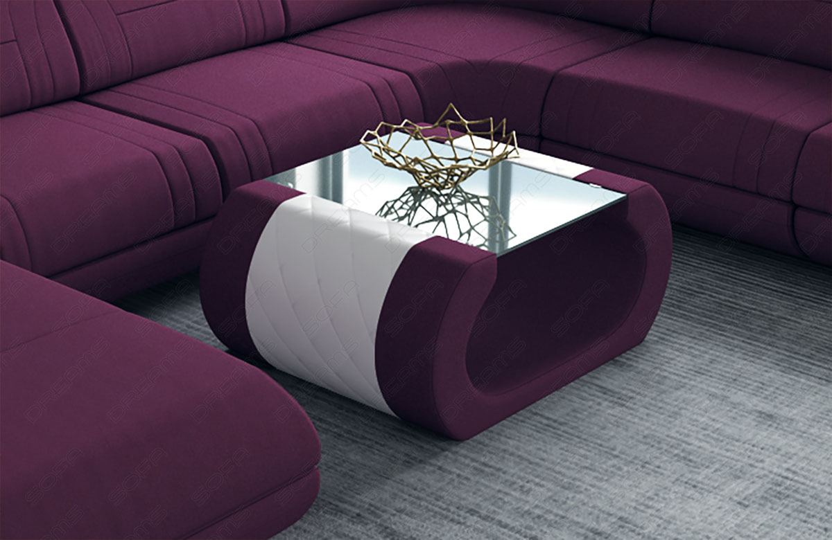 Stoff Couchtisch Rimini in lila - Mineva13 Mikrofaser Stoff