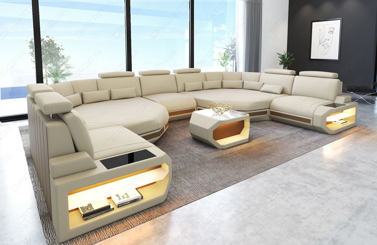 Polster Sofa Wohnlandschaft Asti XXL in beige - Mineva4