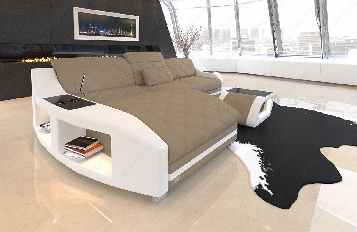 Design Polster Ecksofa Swing L Form mit Ottomane in cappuccino - Mineva6
