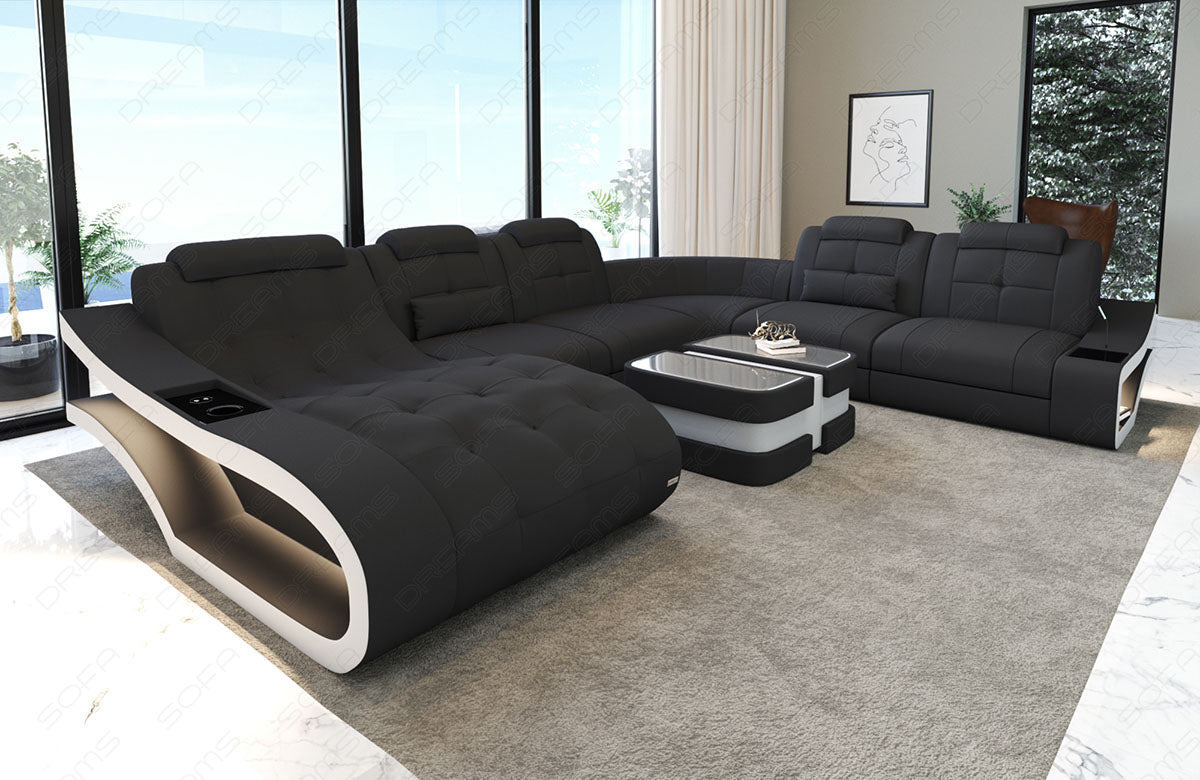 XXL Sofa Elegante Mini U Form Stoffsofa in dunkelgrau - Mineva8