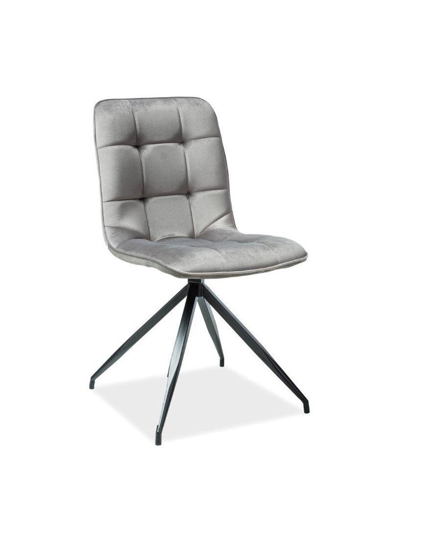 Designer Stuhl Westin mit Stoff im Steppmuster - grau