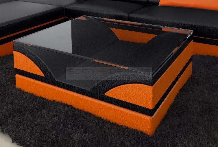 Moderner Couchtisch Monza in schwarz-orange