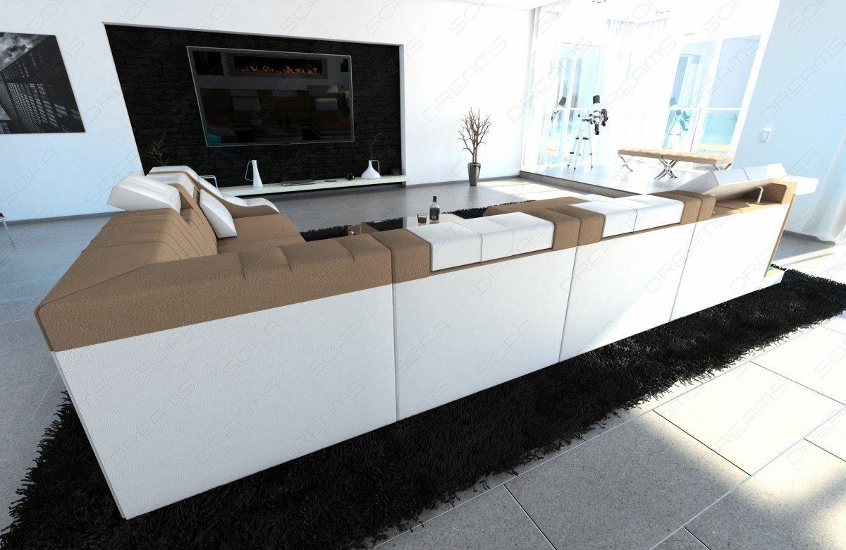 Polster Wohnlandschaft Turino XXL mit LED in cappuccino - Mineva6