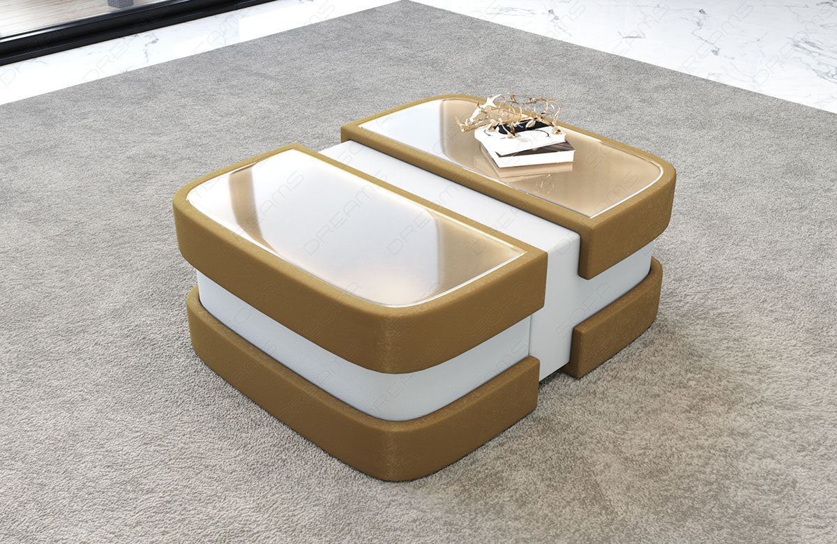 Moderner Couchtisch Elegante mit Altara Stoff in Gold2A