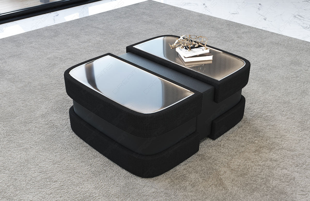 Designer Couchtisch Elegante Strukturstoff in schwarz - Hugo14