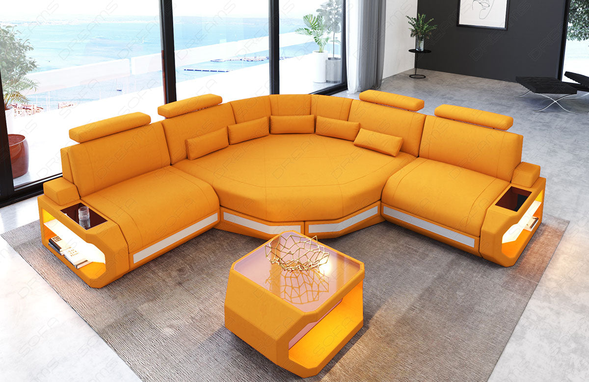 Design Stoffsofa Asti L Mini mit Mikrofaser Stoffbezug in apricot - Mineva16