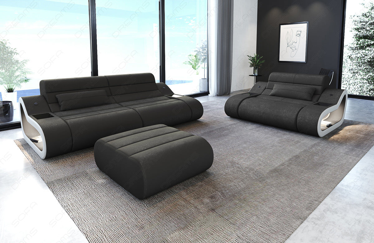 Moderne Samtstoff Sofagarnitur Concept 2-1 Altara in Warmgrey7B
