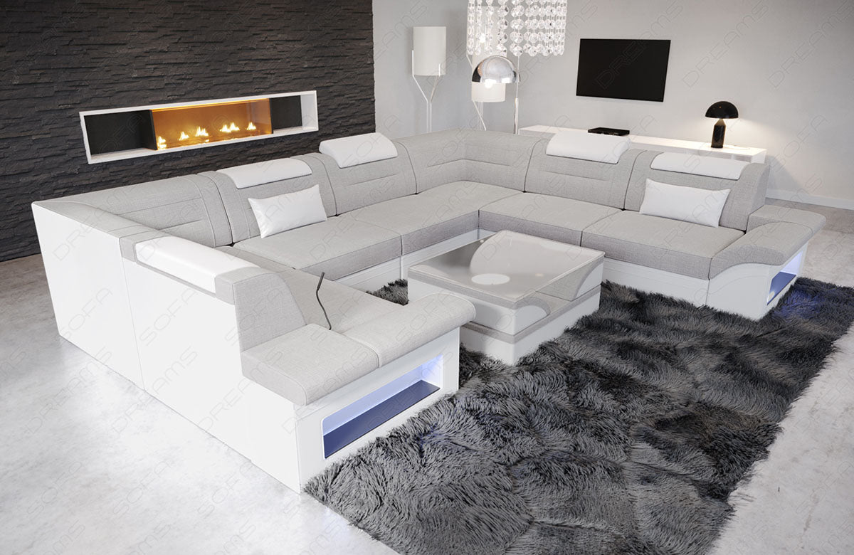 Sofa Wohnlandschaft Brianza U Form in macchiato-weiß - Hugo2