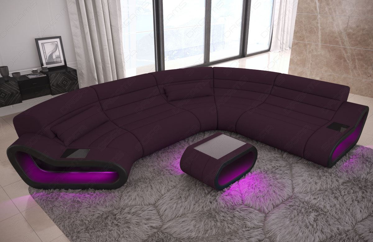 Polster Wohnlandschaft Stoff Concept C Form in lila - Mineva13