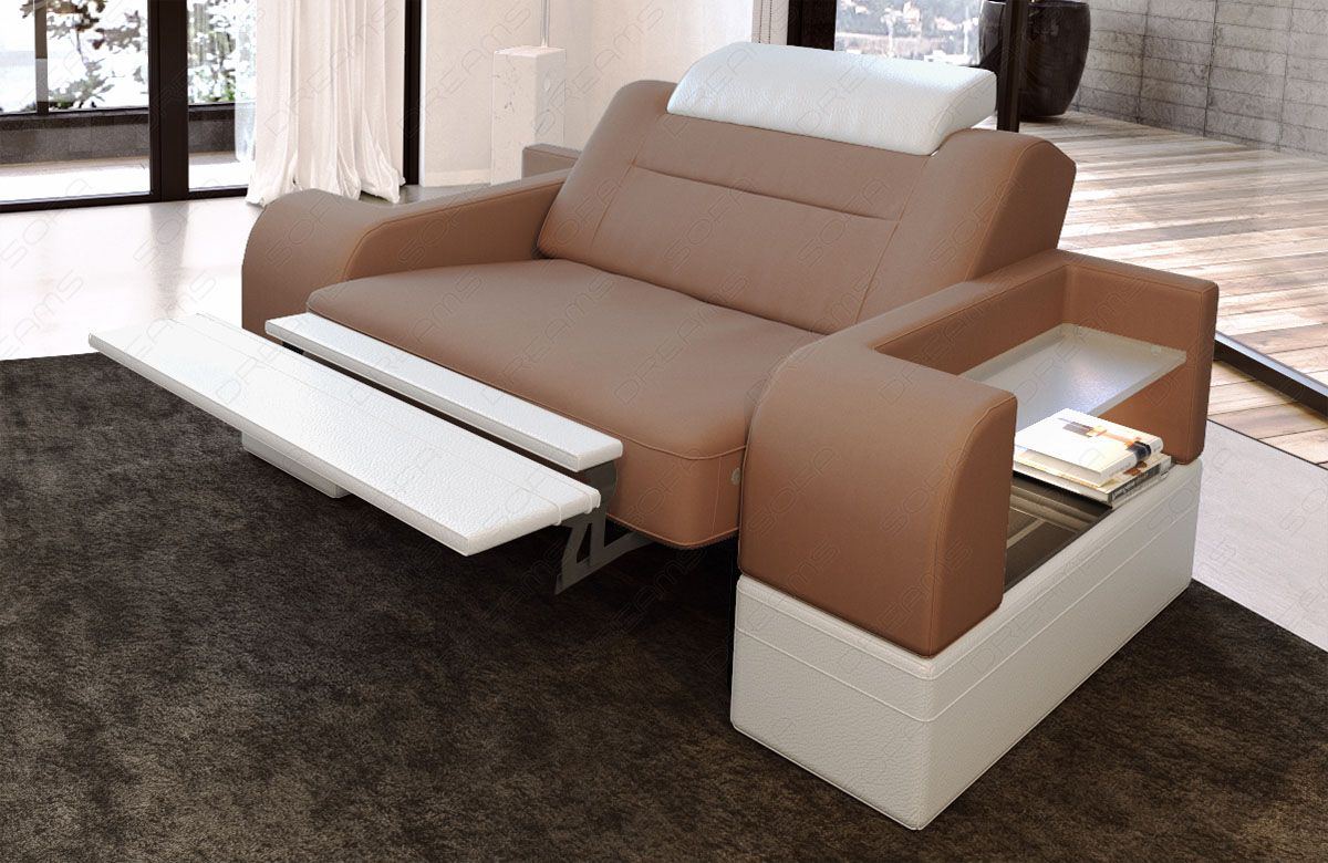 Sessel Polster Parma LED in taupe - Mineva21 - Die LED Beleuchtung, USB Anschluss und Relaxfunktion sind optional erhältlich.