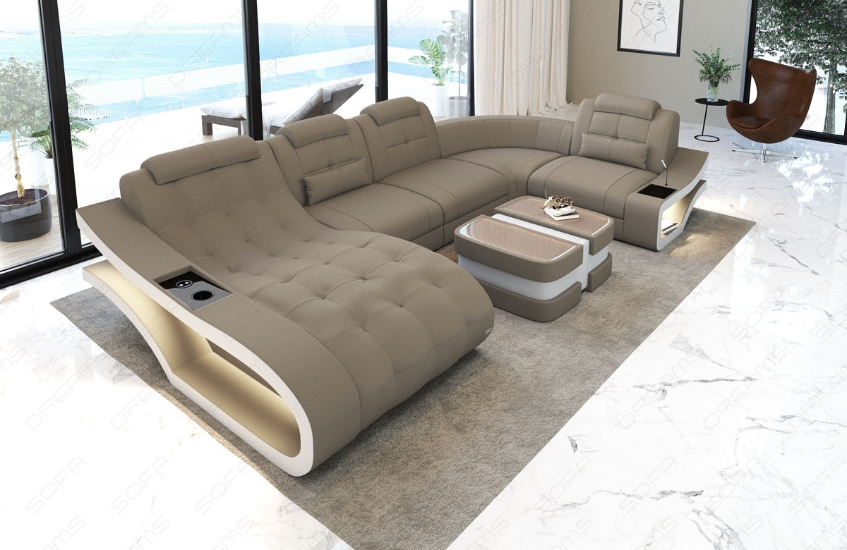 Mikrofaser Sofa Wohnlandschaft Elegante U Form in taupe - Mineva21
