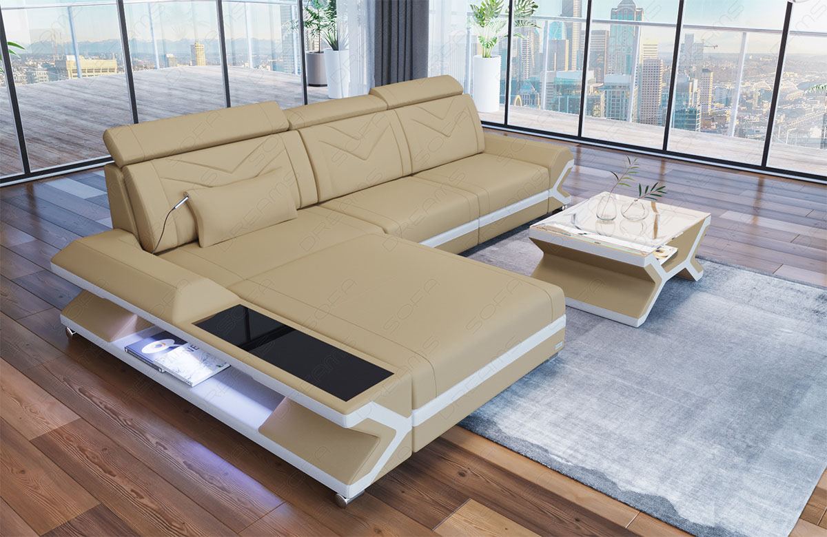 Polster Ecksofa Napoli L Form in beige - Mineva4