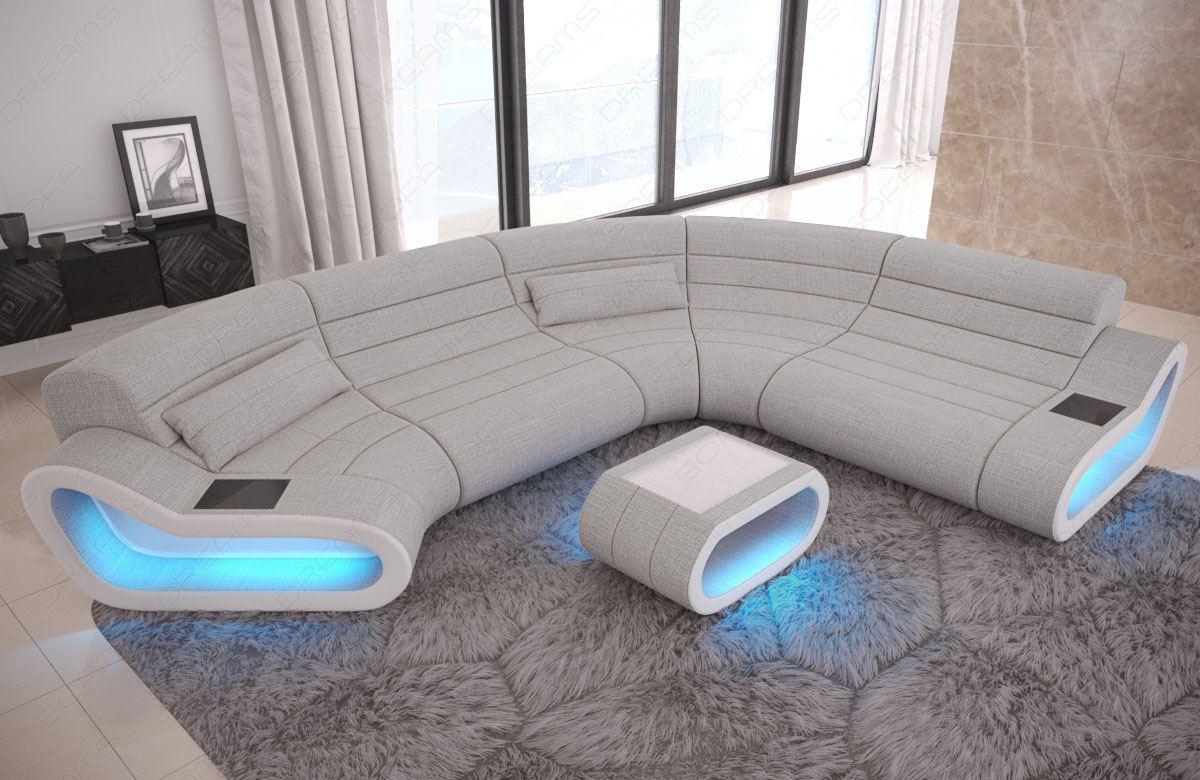 Designer Stoff Wohnlandschaft Concept C Form in macchiato - Hugo2 Strukturstoff