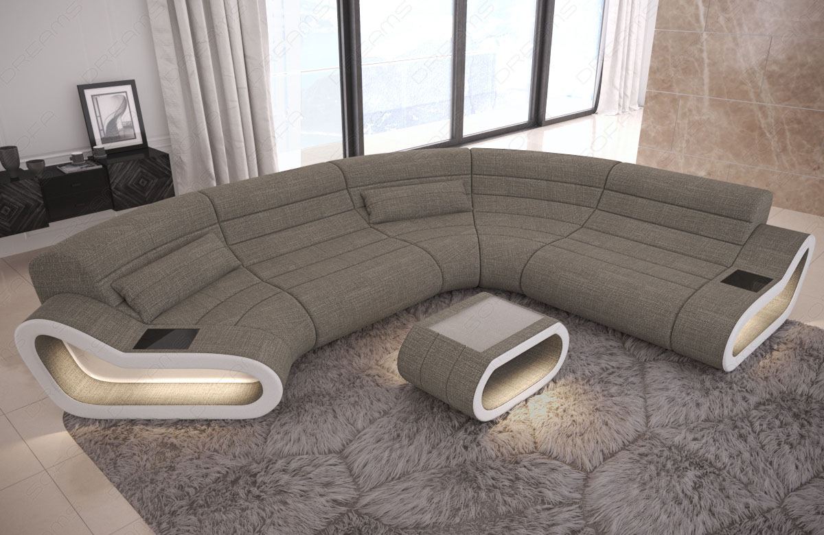 Stoff Wohnlandschaft Concept C Form in sand - Hugo15 Strukturstoff