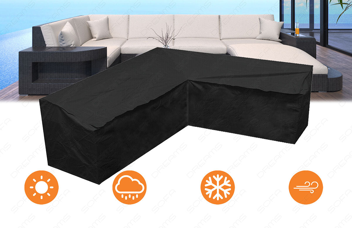 Für das Rattansofa Wave U Form erhalten Sie eine 100% Polyester Schutzabdeckung