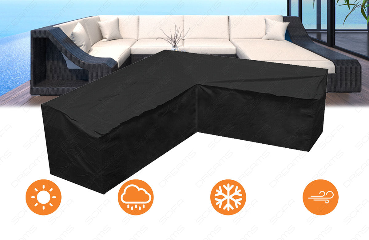 Für das Rattansofa Turino U Form erhalten Sie eine 100% Polyester Schutzabdeckung