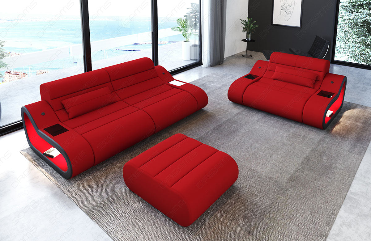 Design Mikrofaserstoff Sofagarnitur Concept 2-1 in rot - Mineva20