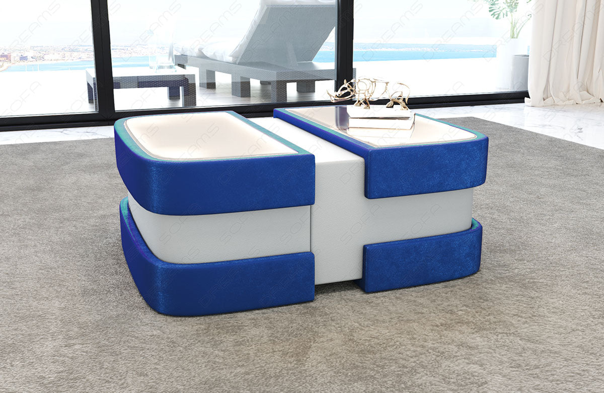 Moderner Samtstoff Couchtisch Elegante in blau - SunVelvet1027