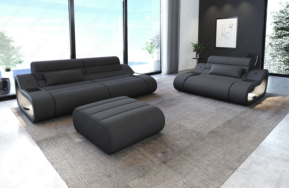 Design Mikrofaserstoff Sofagarnitur Concept 2-1 in grau - Mineva15