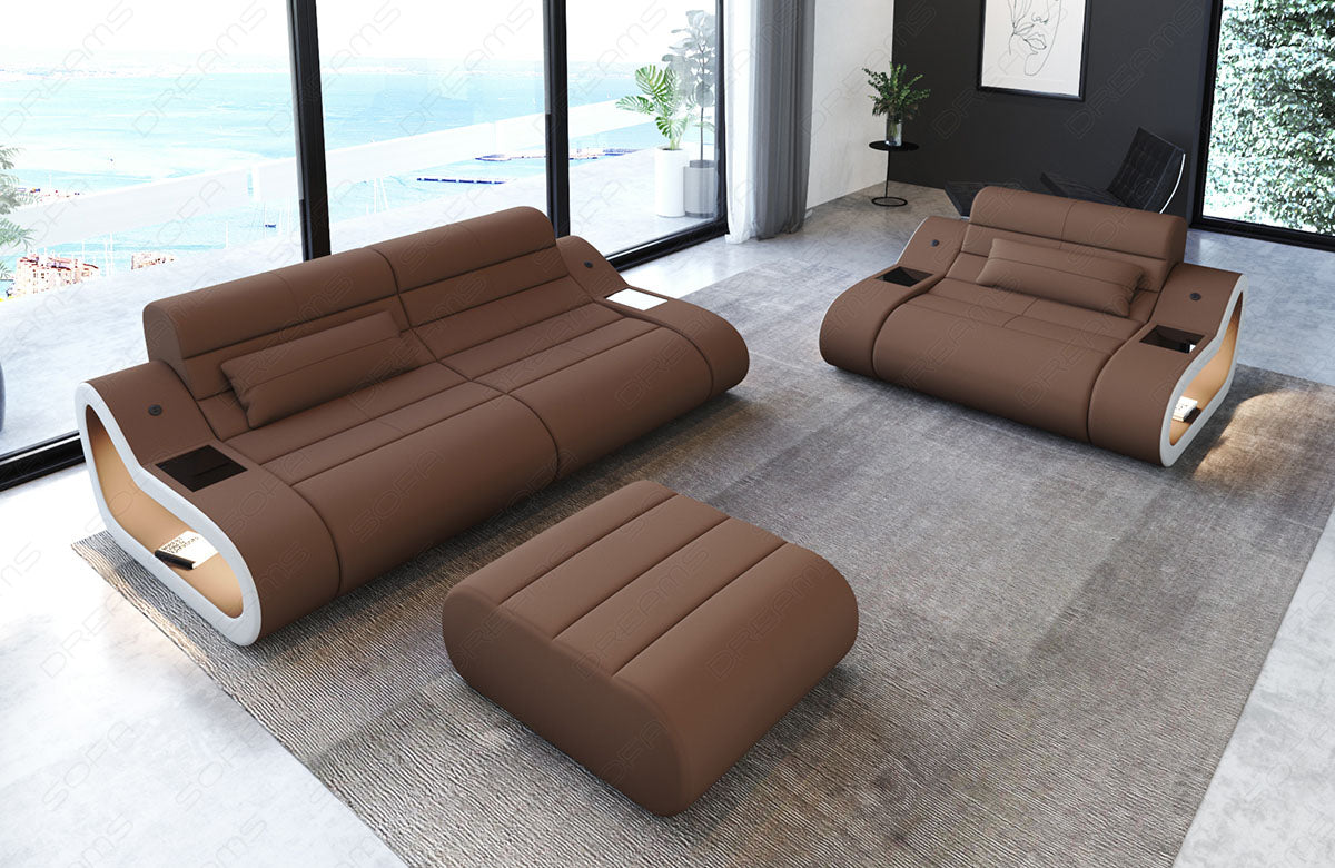 Design Mikrofaserstoff Sofagarnitur Concept 2-1 in hellbraun - Mineva5