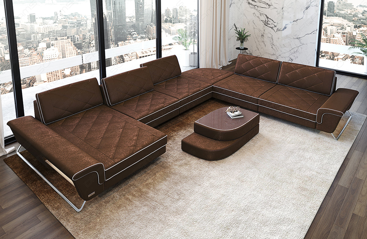 Design Wohnlandschaft Bari XXL in braun - SunVelvet1019 Samtstoff