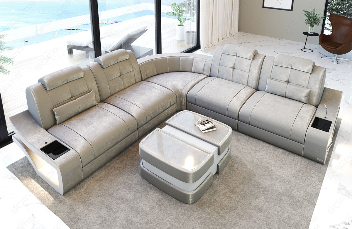 Polster Ecksofa Elena L Form lang in beige - SunVelvet1021 Samtstoff