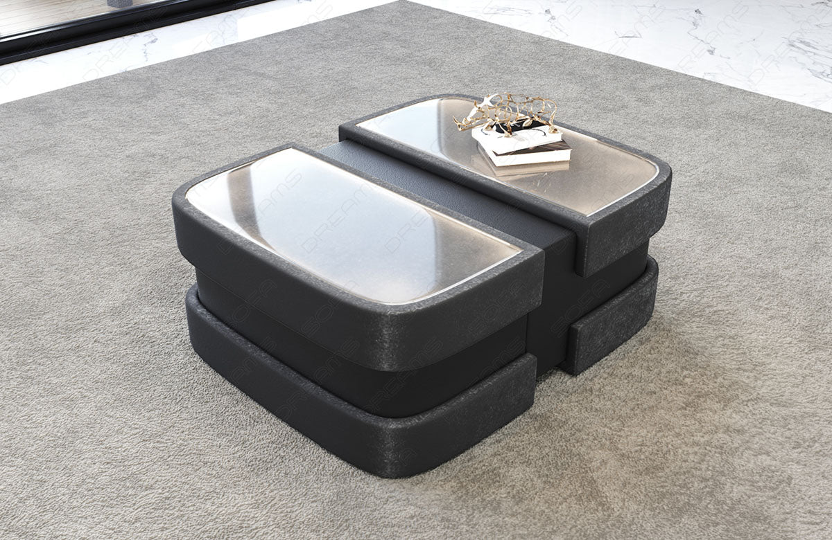 Moderner Samtstoff Couchtisch Elegante in silbergrau - SunVelvet1014