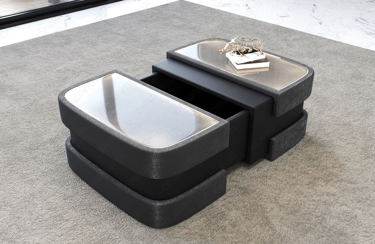 Moderner Samtstoff Couchtisch Elegante in silbergrau - SunVelvet1014